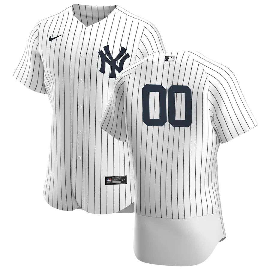 Mens New York Yankees Nike White Home Authentic Custom MLB Jerseys